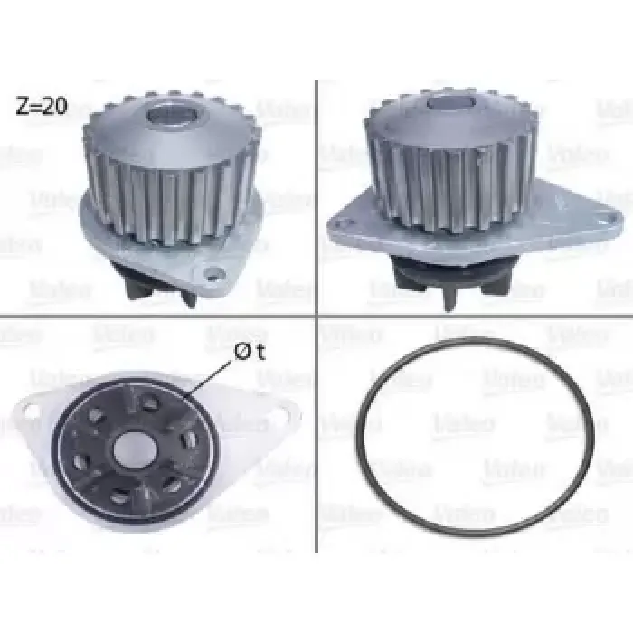 Devirdaim Su Pompasi P106 P205 P206 Ax Saxo Partner Berlingo < 03 TU3JP (1,4 8V) 20DIS | VALEO 506035 | OEM 1201E3 1201E3 E111223 9451001263 E111223 9451001263