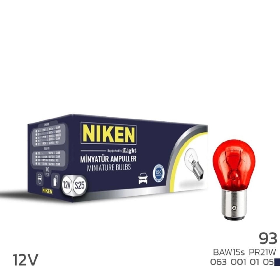 Ampul 93 Ampul Şaşı Ters Yk Tır BAW15s PR21W Kr (Kırmızı) 10LU | OEM 0630010105
