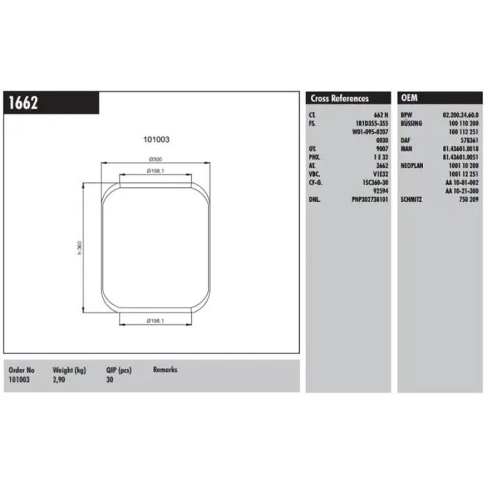 Roll Koruk - DAF / Magirus / Volvo / Iveco | CONNECT M 1662 | OEM 100003 RL9773