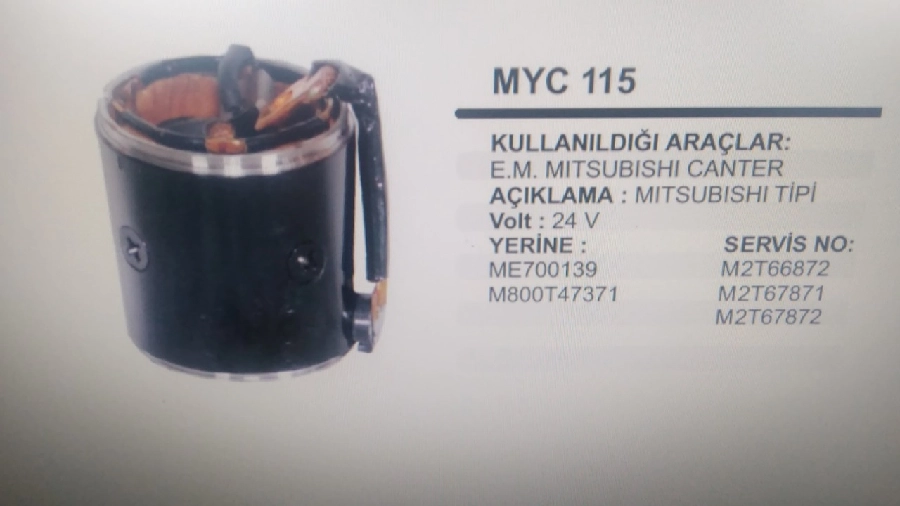 Marş Yastığı + Gövdesi 24V - Mitsubishi. Tipi Canter Eski Model | OEM MYC115