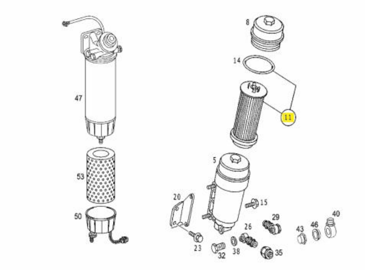 Mazot Filtresi 457, 501, 502, Travego, Setra, 560 İntro | OEM A5410900151
