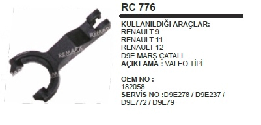 Marş Çatalı - Renault 9-Renault 11-Renault 12-Renault 19-Renault 21 | OEM RC776