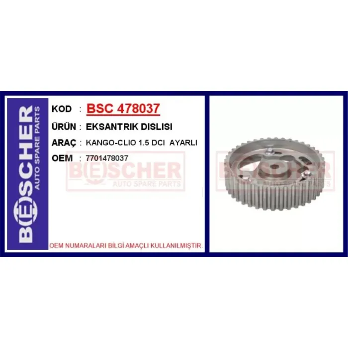 Eksantrik Dislisi (Ayarli) Clio Kangoo Megane Modus Fluence 1,5DCI K9K | BSC 478037 | OEM 7701478037