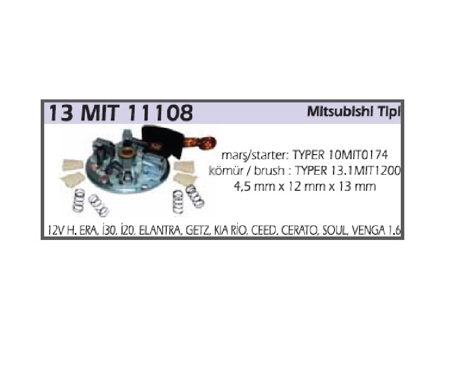 Marş Kömür Yuvası - Hyundai Era-I30-I20-Elantra, Kia Rıo-Ceed-Cerato-Soul-Venga 1.6 CRDI-Rio (Arka Kapa | OEM 13MIT11108