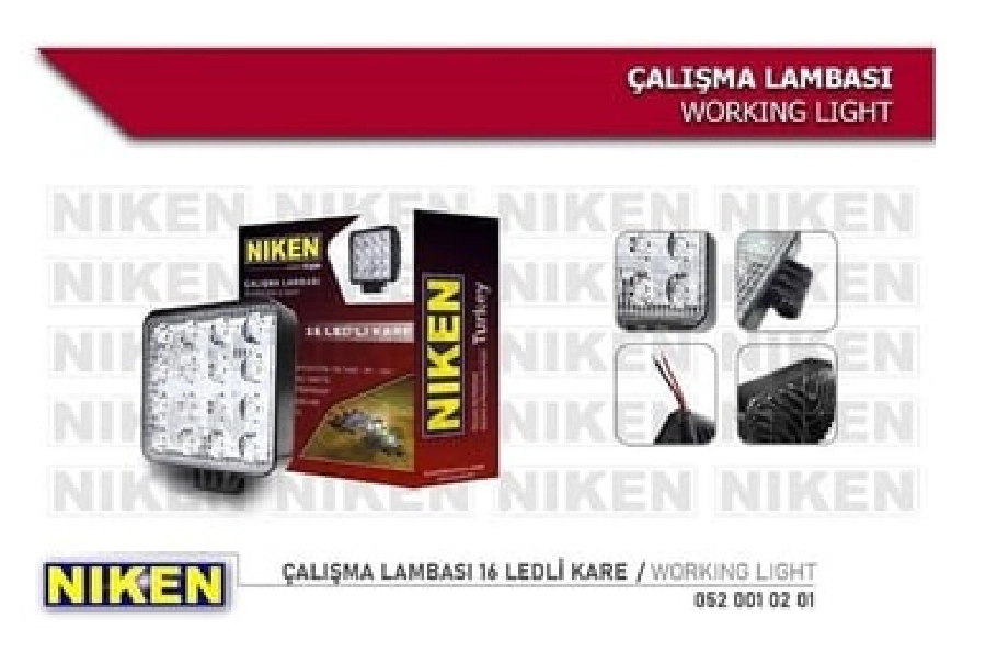 Çalışma Lambası Kare 16 LEDX3=48W Metal *** Kalın *** | OEM 0520010201