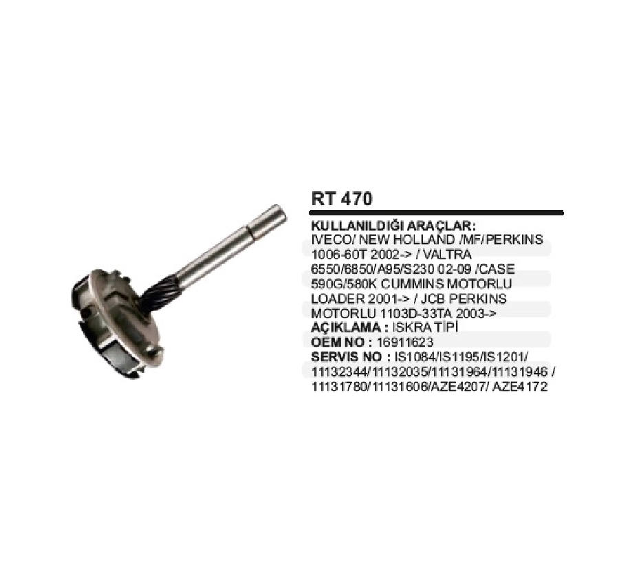 Redüktör Tm Takım Iskra Tipi Iveco, New Holland Mf, Perkins 1006-60T 2002 ve sonrası, Valtra 6550, 6850, A95, S230 20 | OEM RT470