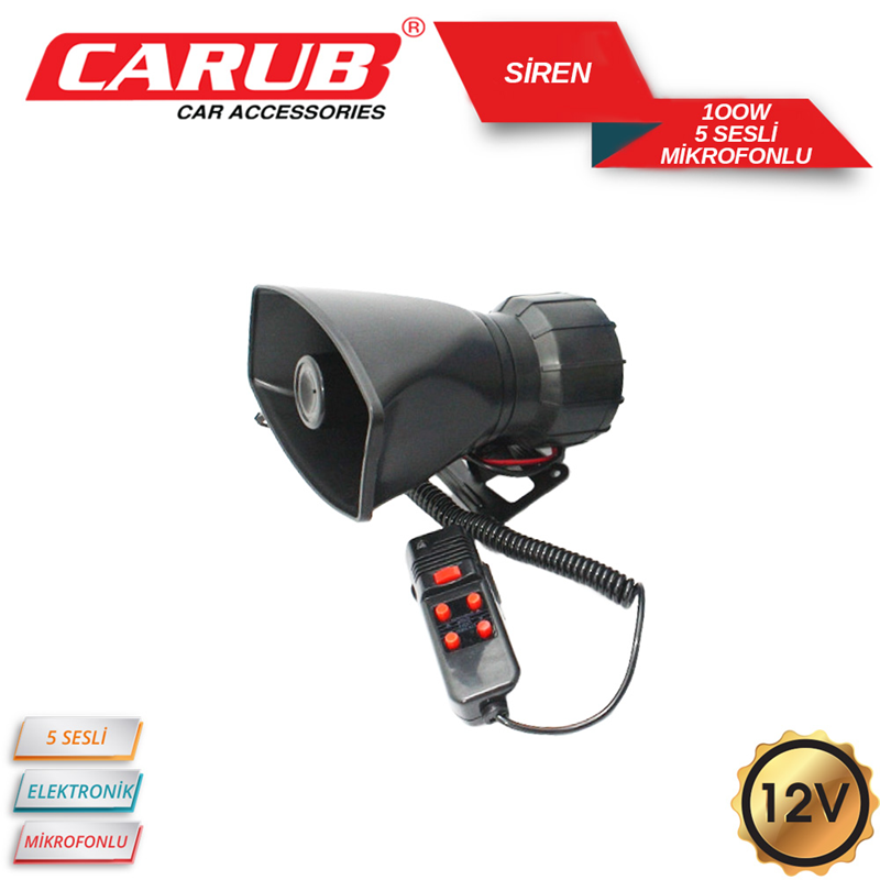 Carub 12V100W 5 Sesli Siren