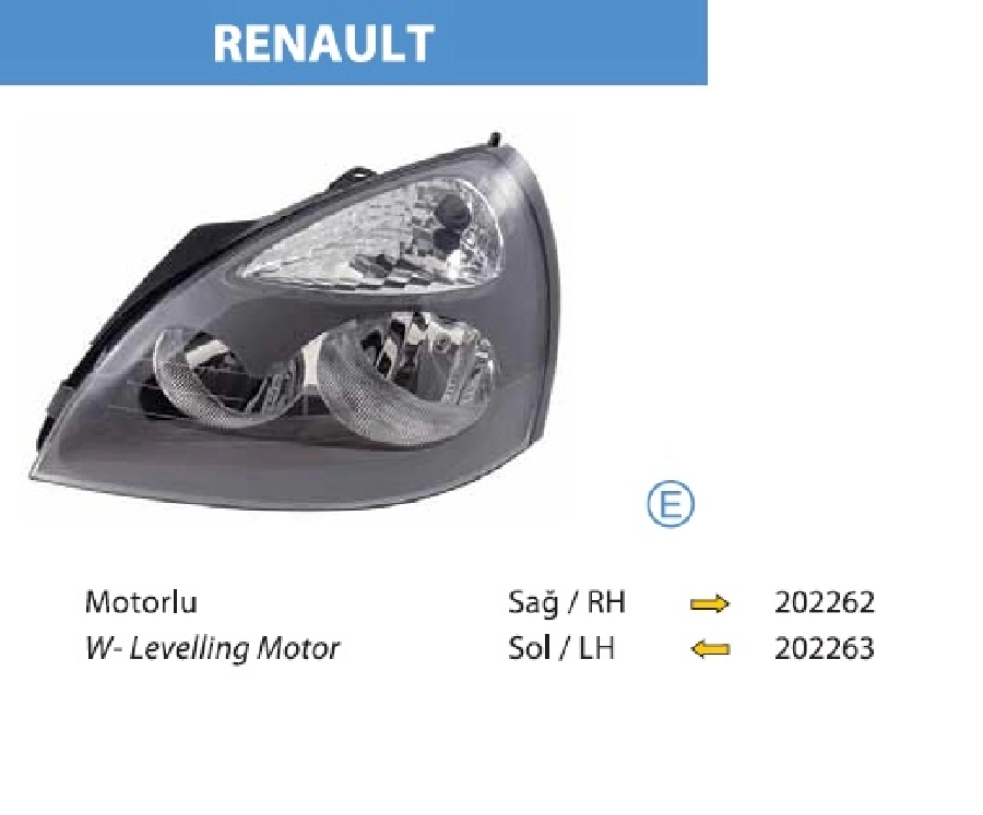 Far Sağ Motorlu ( Elektrikli ) Gri Zemin - Renault Clio Symbol 2001-2009 7701057658 | OEM 202262