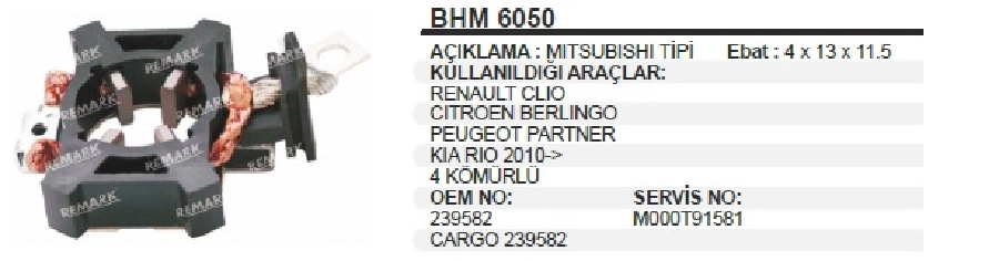 Marş Kömür Yuvası Civata Yeri 4mm - Clio, Partner, Berlingo | OEM BHM6050