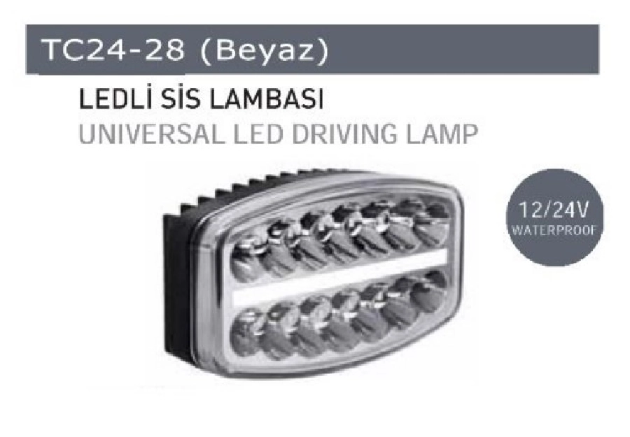 Sis Lambası LED 12V-24V Kare Beyaz Şerit Su Geçirmez Demmon Tip | OEM TC24-28