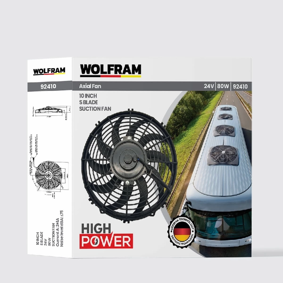 Aksiyel Fan 10 İnch S Kanat 24V 80W | OEM 92410