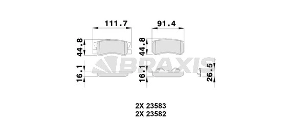 Arka Fren Balatasi PSA Mitsu 4007 4008 C4 Pajero | BRAXIS AB0246 | OEM 4254.48 MR510544 4605A448 68028 671AA