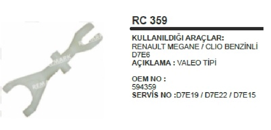 Marş Çatalı Valeo Renault Megane 2, 3 1.6, Kangoo, Scenic, Dacia Logan D7EA Benzinli | OEM RC359