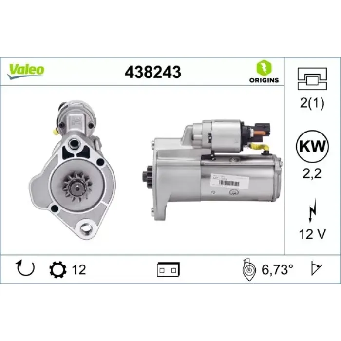 Mars Motoru 2,2KW 12 Dis Amarok Crafter 2,0TDI 10> | VALEO 438243 | OEM 2H0911023F 2H0911023F 2H0911023A 2H0911023A