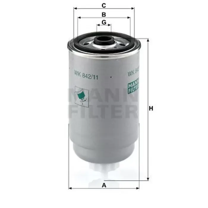 Yakit Filtresi Land Rover Discovery 2 L318 2.5 TD5 98>04 Passat A4 A6 Superb Ducato Fiorino Transit Astraf Trafic 1,9TDI Ajm Atj Avb Avf | MANN WK842/11 | OEM 8D0127435 8D0127435 3B0819817 ESR4686 3B0819817 ESR4686