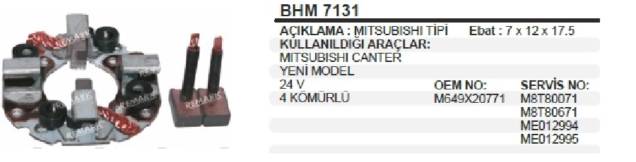 Marş Kömürü Yuvası - Mitsubishi Canter Yeni Model, Mazda, Nissan | OEM BHM7131