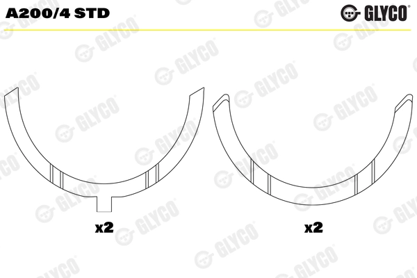 Kenar Ay Yatak Std Iveco Eurostar 440 93>02 Eurotech 440 93> Eurotrakker 380-440-720 93>04 Takim | GLYCO A-2004STD | OEM 1901153 1901203