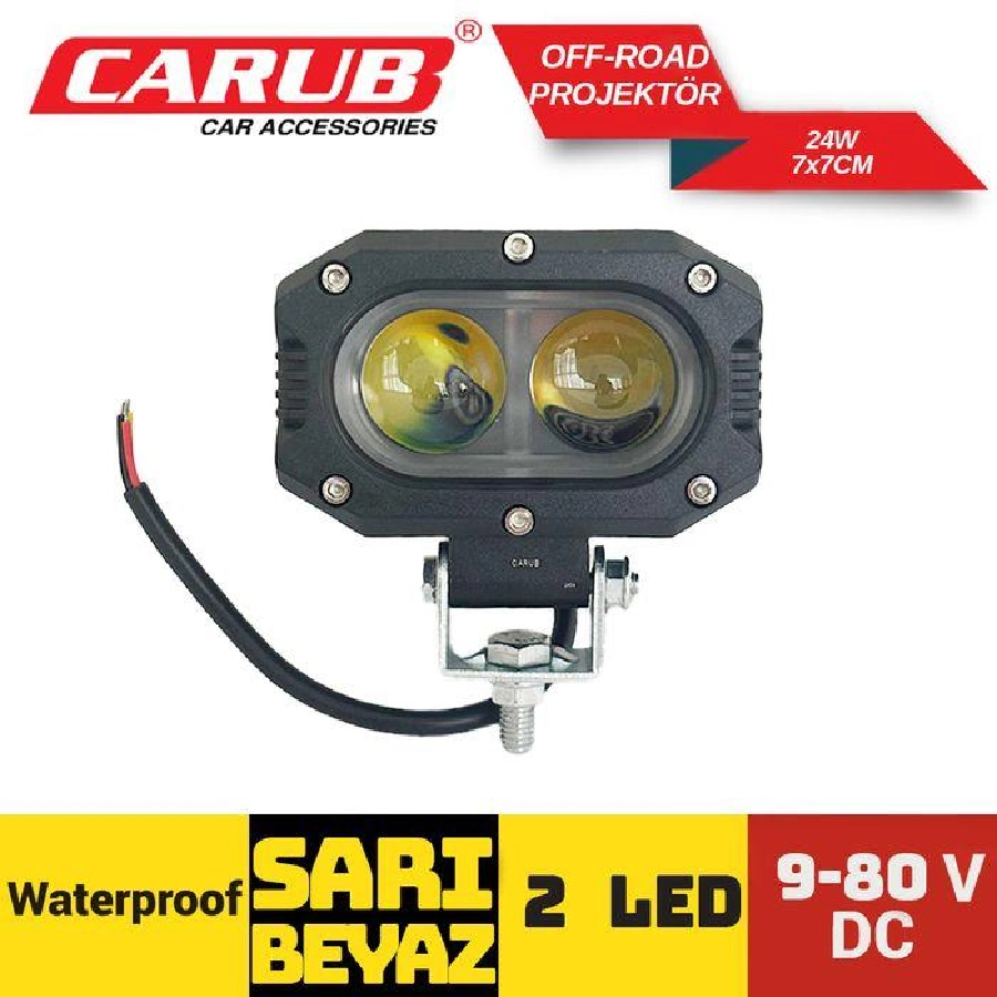 Off-Road Projektör 9-80V 24W 2LED Beyz- Sarı | OEM BR3010616