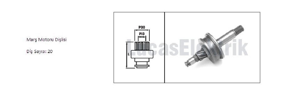 Marş Dişlisi 20D - Mitsubishi Tipi Fuso Canter Mitsubishi E2500 D Xa, Nissan Datsun, Forklift | OEM 03068
