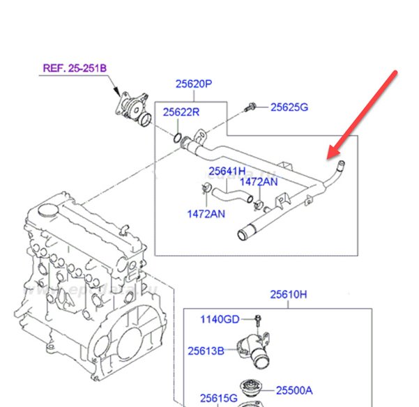 Devirdaim Su Borusu ( Ahtapot Boru ) Era - Cerato 1.5 Crdi 2006-> | ATIK 272 | OEM 25620-2A100