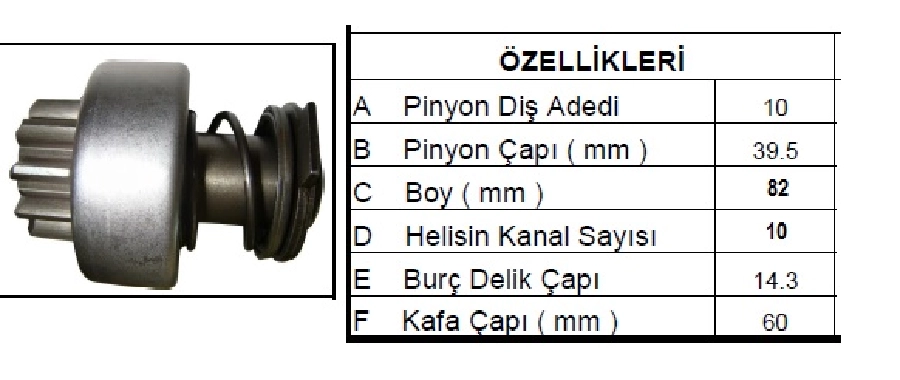 Marş Dişlisi 12V 10DİŞ New Holland Massey Ferguson IS0941 BOY:82mm Kanal:10 Pinyon Çapı:39,5mm Burç | OEM 74975