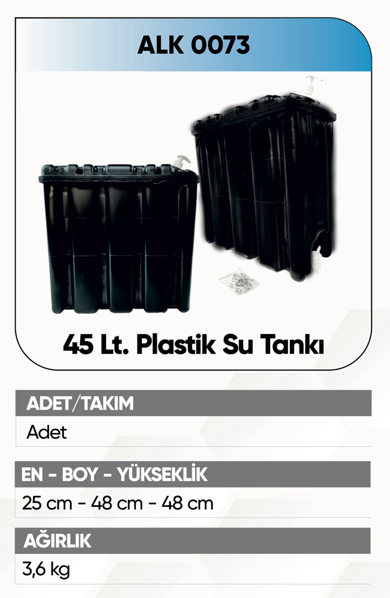 Alkotek Dorse 45 Lt.su Tankı Plastik Siyah
