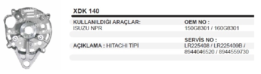 Alternatör Arka Kap. - Isuzu Npr Nkr | OEM XDK140