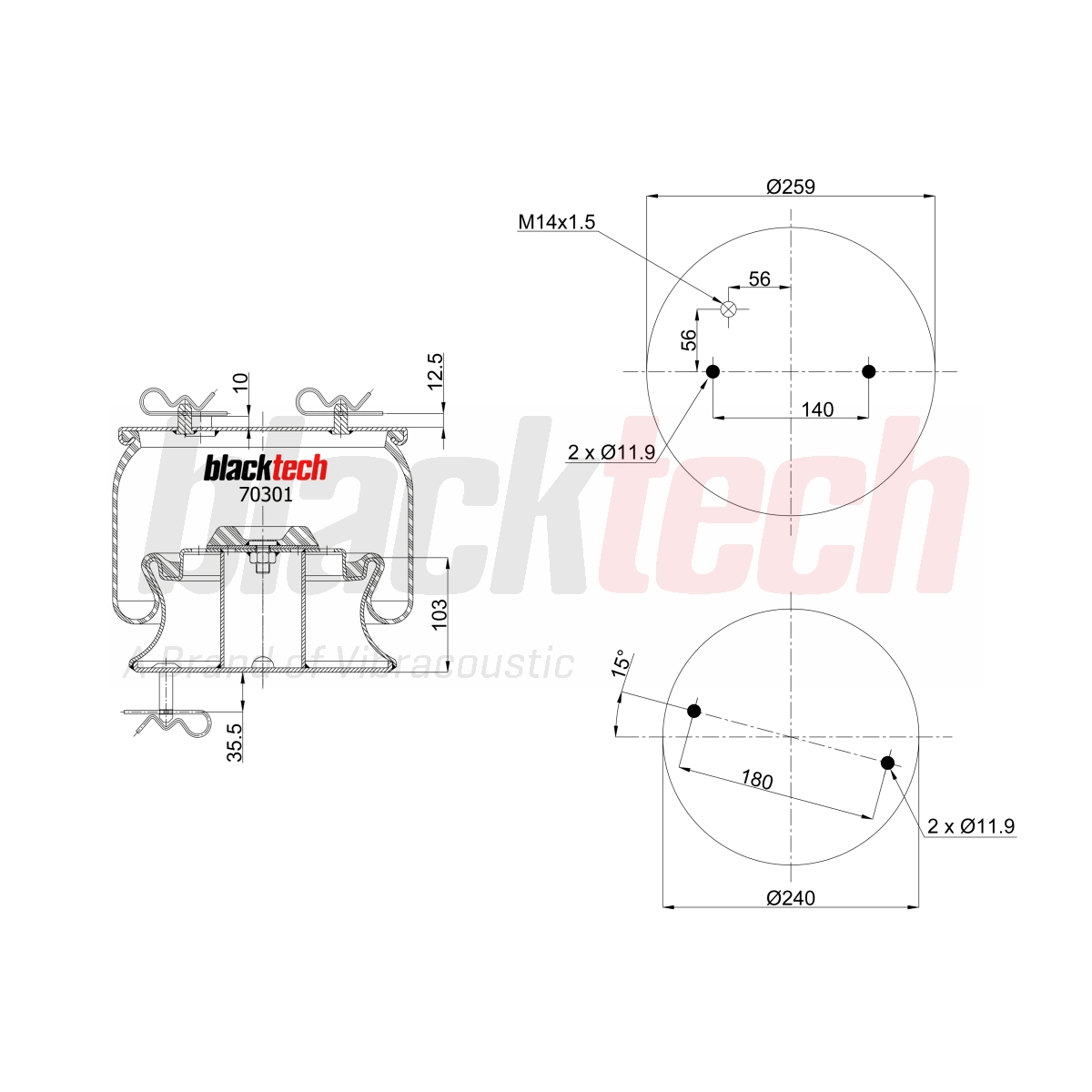 Körük Komple Metal Pistonlu K124 Otobüs Ön | OEM 1140301