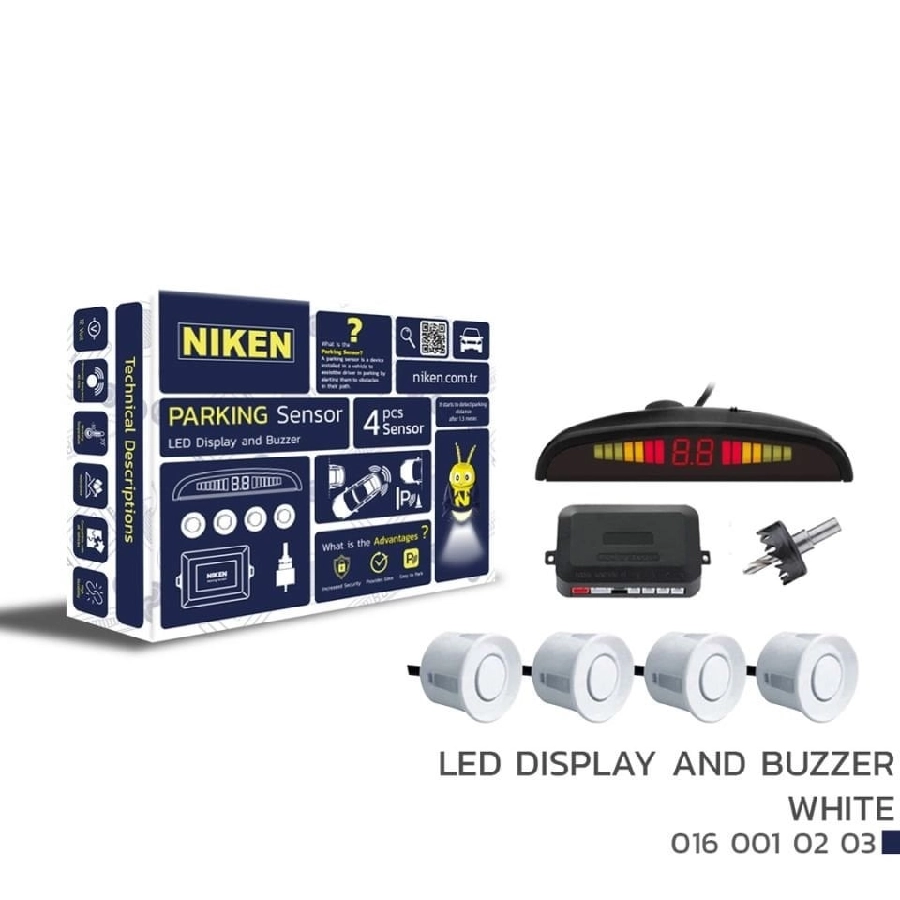 Park Sensörü LED Ekran Ses İkazlı Beyaz 22mm | OEM 0160010203