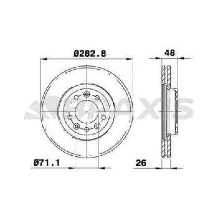 On Fren Disk Aynasi Havali P407 1.6HDI 110 Fap 1.8 2.0 2.0 16V 2.0HDI 135 Fap 05 / 04> P407 Sw P607 2.0HDI 2.2HDI 2.0 16V 2.2 16V (283X26X5DLX Hava Sogutmali) | BRAXIS AE0095 | OEM 4249.L3