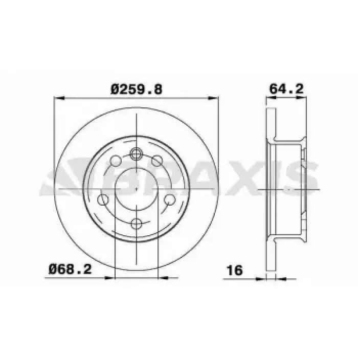 On Fren Disk Aynasi Transporter T4 1.8 / 1.9D / Td / TDI 2.0 / 2.4D / 2.5 2.5TDI / 2.8 Caravelle 90>97 | BRAXIS AE0317 | OEM 701615301 701615301 701615301C 701615301C