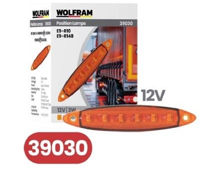 Yan Pozisyon Lamba 6 LED Sarı E Belgeli 12V E2W E9 | OEM 39030