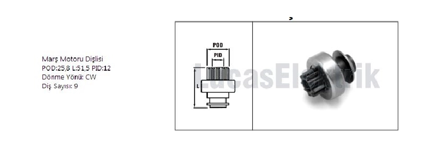 Marş Dişlisi Valeo Tipi 9 Dış 186938 Peug 106-206-306-406 (03) Cıtr Xantıa-Xsara-Saxo, Volvo S40 Jeep | OEM SDR8009