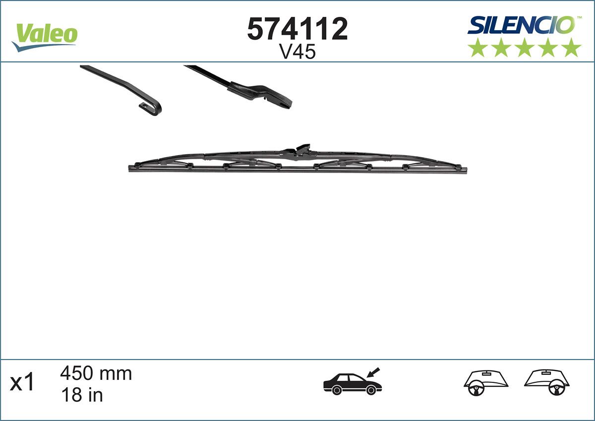 Silecek Supurgesi 450MM P106 P205 Saxo Polo III (Yt) | VALEO 574112 | OEM 5K6955427A 5K6955427A A3397008634 A3397008634