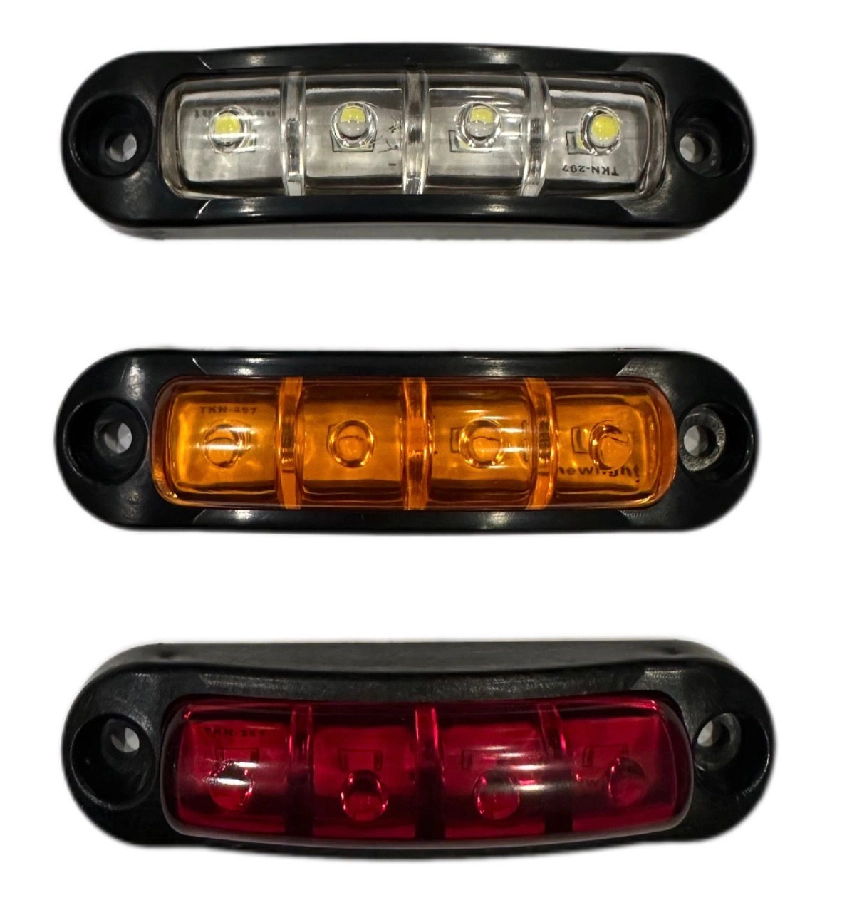 Mini Lamba 4 LED'li Mercekli Siyah Kasa 12V-24V Kırmızı | OEM NL.101-K