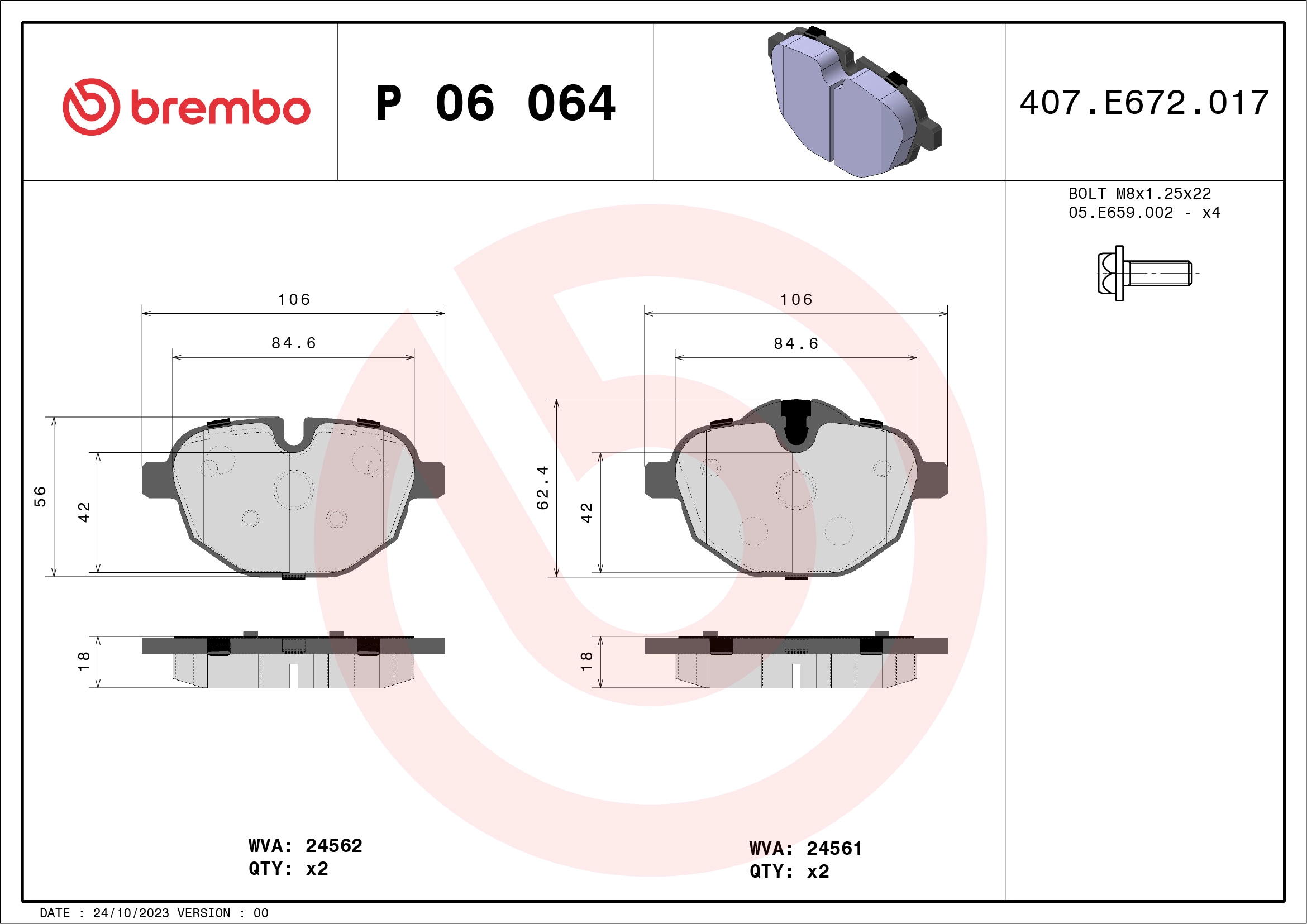 Fren Balatasi Arka Bmw F10 F11 G30 | BREMBO P06064 | OEM 34216885451 34216885451 34216796741 34216862202 34216796741 34216862202
