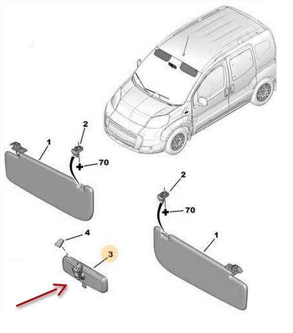 Ic Dikiz Aynasi Kısa Bipper Nemo Fiorino | TURSAN T2116 | OEM 1613700280 8153XC