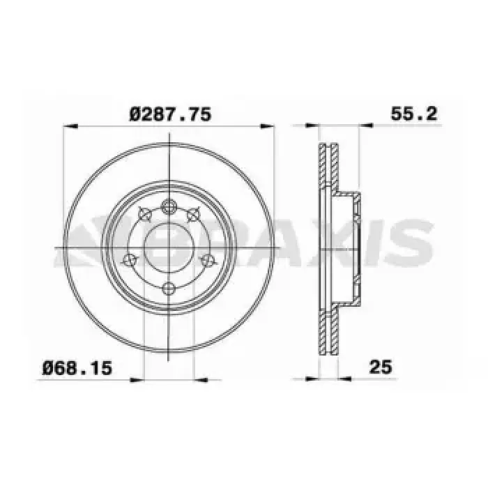 On Fren Disk Aynasi Havali Galaxy 1.9TDI / 2.0I / 2.3 16V / 2.8I V6 (03 / 1995 04 / 2001) | BRAXIS AE0160 | OEM 95VWX1125BD 95VWX1125BD 7M0615301E 7M0615301G 7M0615301E 7M0615301G