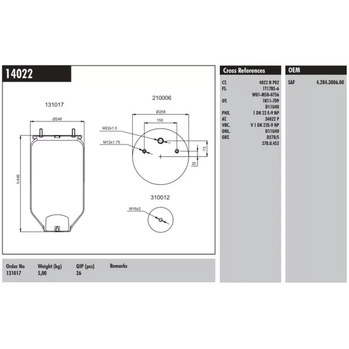 Dingil Korugu Pistonsuz Saf Dorse | CONNECT MD 14022 | OEM 130017 1723281