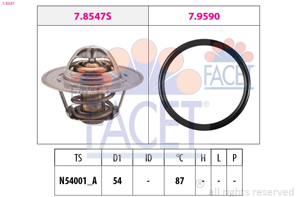 Termostat 87° Golf 5-6-Plus-Jetta 3-Passat-Scirocco-Tiguan-A3-A4-A6-Altea-Leon-Toledo 2,0 Tdi | FACET 7.8547 | OEM 03G121113