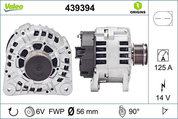 Alternator 12V 125A Laguna II 1,8 / 2,0 16V | VALEO 439394 | OEM 7711134758 7711134758 8200112065 8200112065