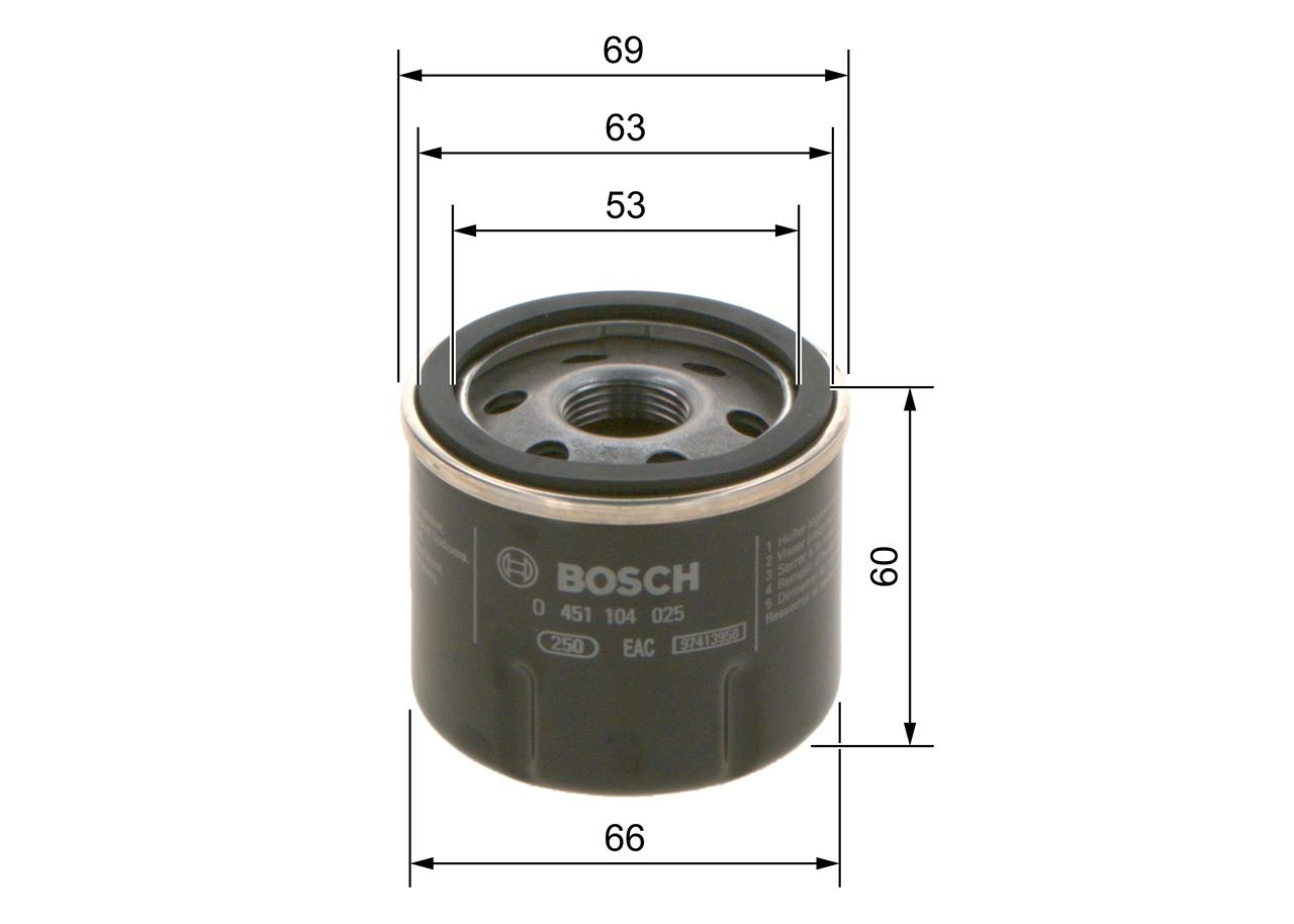 Yag Filtresi Logan Sandero Clio Kangoo Modus Thalia Twingo Symbol 1.2 | BOSCH 0451104025 | OEM 7700863124 7700863124 7700112686 7700867824 7700112686 7700867824