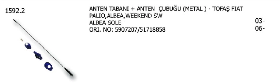 Anten Çubuğu Komple Metal Marea | OEM 1592-2