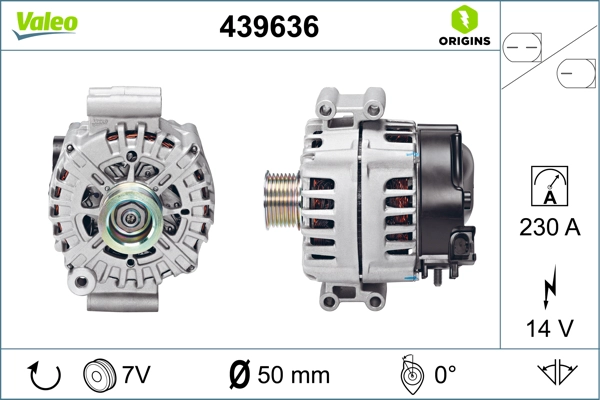 Alternator Sarj Dinamosu 220 A 14 V Bmw F10 F07 F01 E70 E71 E72 F12 F13 | VALEO 439636 | OEM 12317603782 12317603782 12317603779 12317603779