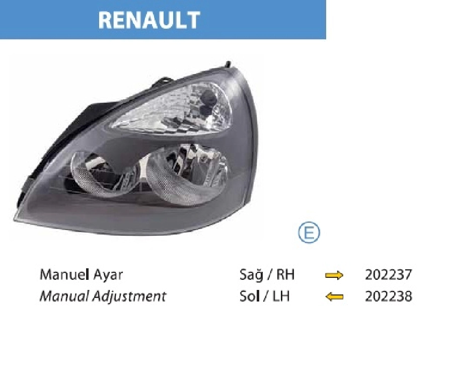 Far Sol Manuel Gri Zemin - Renault Clio Symbol 2001-2009 7701057654 | OEM 202238