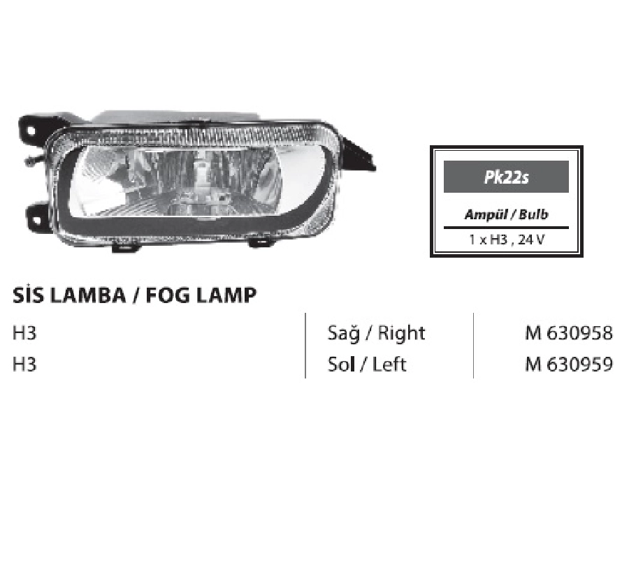 Mercedes Actros Mp 2-3 Sis Lamba, Sol | OEM M630959