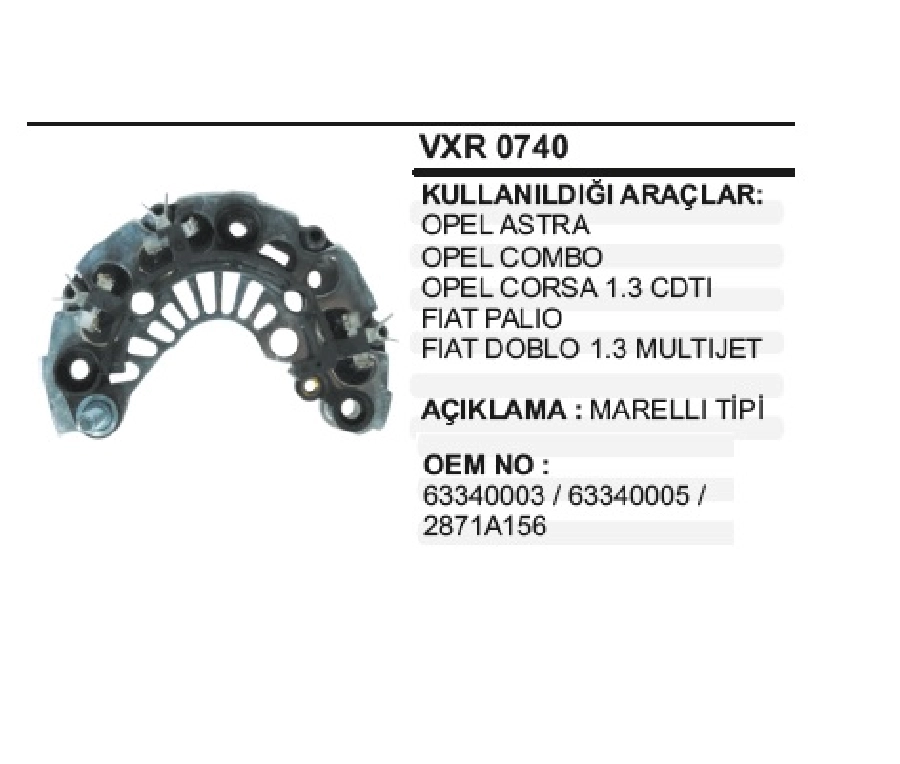 Diyot Grubu (90 A) - Peugeot 206 Perkins, Jcb Fastrac 1115 | OEM VXR0740