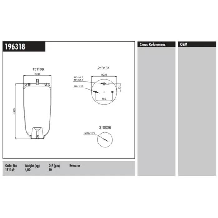 Dingil Korugu Pistonsuz Schmitz Dorse | CONNECT MD 196318 | OEM 21229214 016512 1270603