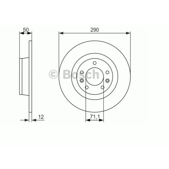 Arka Fren Disk Aynasi P407 C5 III 1,6HDI 110 Fap 1,8 2,0 2,0HDI 135 Fap 2,2 3,0 05 / 04> (CAP:290 KALINLIK:12X5DELIK) | BOSCH 0986479311 | OEM 4246.P9 4246.P9 4249.C1 4249.C1