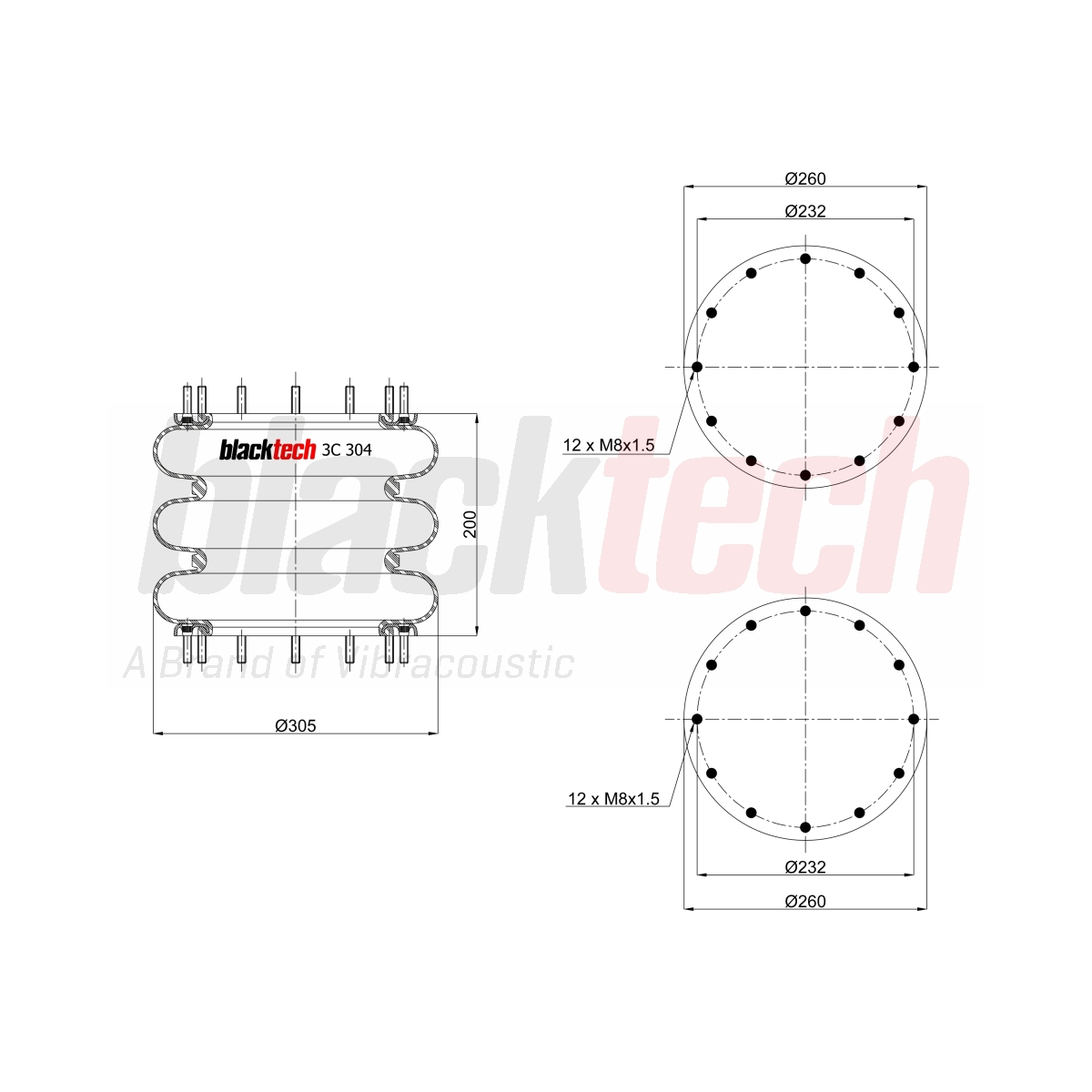 Körük Üç Katlı Flanşlı | OEM 3C304200F02